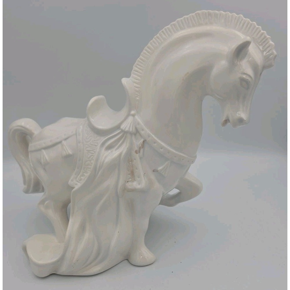Mid Century Modern Styled Ceramic Trojan War Horse Statue-9" x 10"